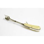 Rare ivory handled pistol action stilton scoop circa 1870, 9.75" long *This stilton scoop was made