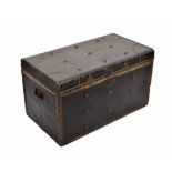 19th century brass studded trunk with side carrying handles, 29.75" wide, 17" high