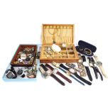 Assortment of dress wristwatches, tray of assorted costume jewellery and a jewellery box with