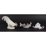 Royal Copenhagen porcelain figures - Mice 135, Fish 2870 and Cockerel 1127 (3)