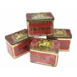 Four vintage branded "Squirrel Confections" tins, 6" high, 8.5" wide (4)