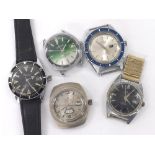 Five gentlemen's wristwatches for repair to include Chalet, Original, Buler, Newmark, Services