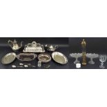 Goldsmiths Company silver plated rectangular entrée dish and cover; with other silver plated