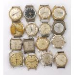 Selection of gold plated gentlemen's wristwatches for repair to include Lucerne, Services, Felca,