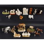 Collection of assorted porcelain and pottery animal ornaments