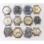 Twelve gold plated and stainless steel gentlemen's wristwatches to include Vertex Mappin, Majex,