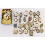 Quantity of gold plated ladies wristwatches for repair (some lacking dials)
