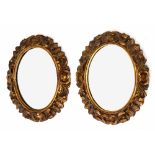 Pair of giltwood oval mirrors, 12.5" high