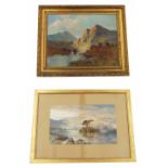 Arthur Stanford (20th century) - Mountainous lake scene, signed, oil on canvas, 15" x 20"; also an