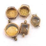 Five 9ct ladies wristwatch cases, 16.6gm