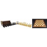 Good quality Staunton type tournament weighted chess set, ebony and boxwood, height of king 10.