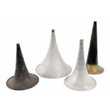 Phonograph horns - three aluminium and one brass (4)