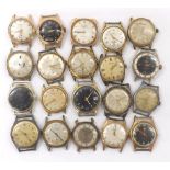 Twenty gold plated gentlemen's wristwatches for repair to include Rone, Lanco, Hudon, Newmark,