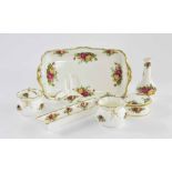 Royal Albert 'Old Country Roses' bone china to include a rectangular tray, trinket tray, two