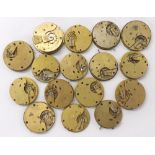 Quantity of lever pocket watch movements with dials principally for repair (16)