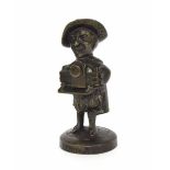 Cast bronze Highland figure entitled 'Douglas' upon a circular base, 4.75" high