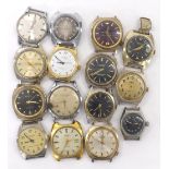 Selection of gold plated and stainless steel gentlemen's wristwatches for repair to include eight