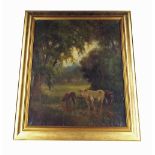 W* Omgley (19t /20th century) - Cattle in a river landscape, signed and dated 1887, oil on canvas,