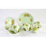 Imperial Fine English China six setting tea service, decorated with daffodils upon a pale green