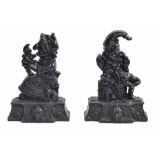 Pair of Victorian 'Punch & Judy' cast iron doorstops, 13.25" high (2)