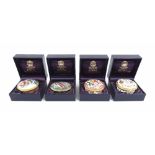 Royal Worcester - four porcelain and gilt metal trinket boxes in presentation boxes including