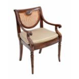 Good replica bergere library chair in the Regency manner, 24" wide, 36" high