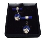 Pair of lapis lazuli silver cufflinks, boxed