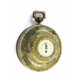 Decorative green onyx, gilt metal and paste set desk timepiece in the form of a pocket watch with