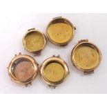 Five 9ct ladies wristwatch cases, 19.6gm