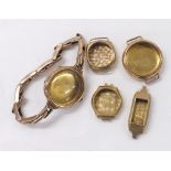 9ct Dennison lady's watch case with 9ct bracelet; together with four 9ct Dennison watch cases, 31.