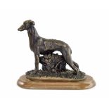 Basil Matthews - cold cast resin bronze of a greyhound, signed and dated 1979, 6" high