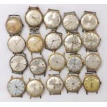 Twenty gold plated gentlemen's wristwatches for repair to include Swiss Emperor, Ingersoll, Avia,