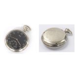 Rare Arsa German WWII 'Waffen-SS' nickel cased pocket watch, black dial with Arabic numerals and