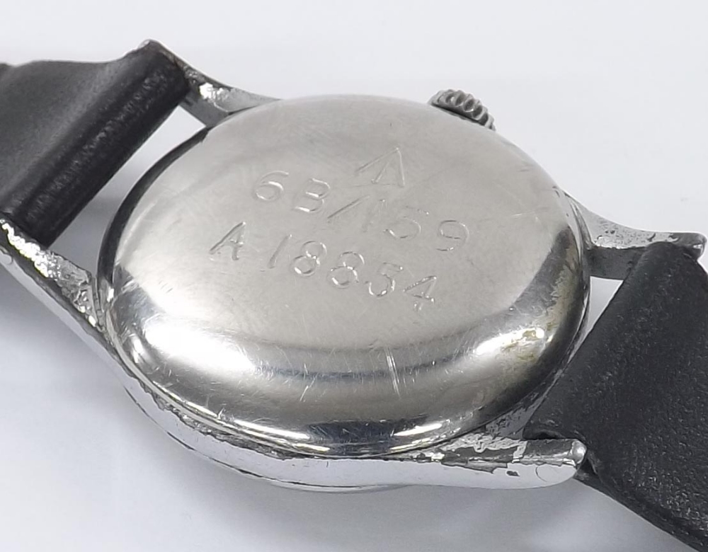 Omega WWII British Military issue gentleman's wristwatch, circa 1939, silvered dial with Arabic - Image 2 of 4