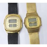 Avia Alarm digital square cased gold plated and stainless steel gentleman's wristwatch, ref. 119.3.