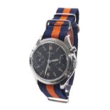 Lemania British Military R.A.F. issue single push button chronograph stainless steel gentleman's
