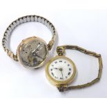 9ct lady's bracelet watch, import hallmarks London 1929, white enamel dial with Roman numerals,