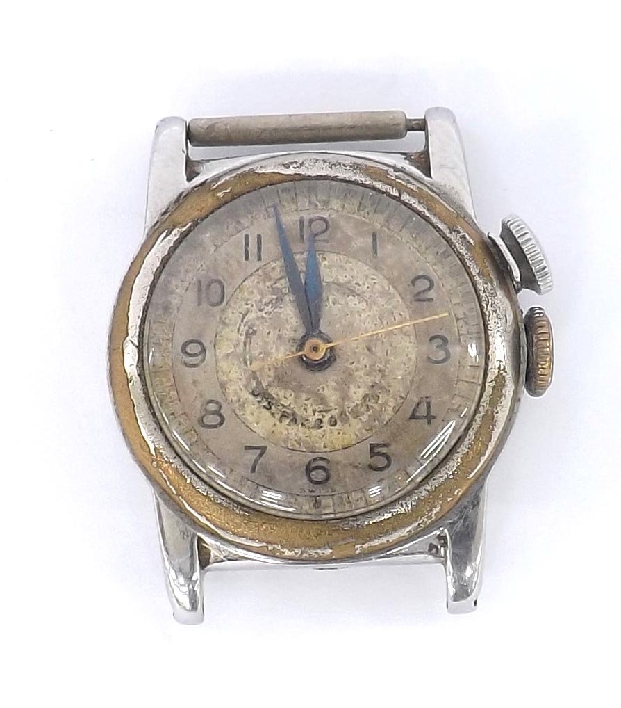 Longines Weems US PAT. mid-size wristwatch, circa 1940s, circular silvered dial with Arabic chapter,