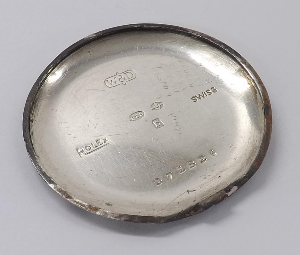 Rare Rolex silver officers trench wristwatch with centre seconds, import hallmarks for London - Image 4 of 4