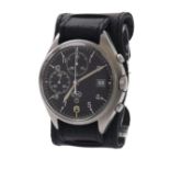 CWC British Military issue chronograph stainless steel gentleman's wristwatch, signed black dial