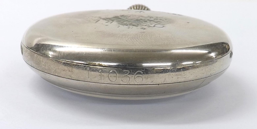Rolex 'B' Military issue nickel cased pocket watch, signed cal. 548 15 jewel movement with - Image 5 of 5