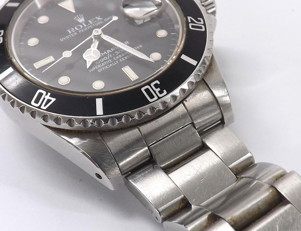 Rolex Oyster Perpetual Date Submariner stainless steel gentleman's bracelet watch ref. 168000, circa - Image 8 of 10