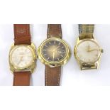 Colant Supermatic automatic squared cased gold plated and stainless steel gentleman's wristwatch,