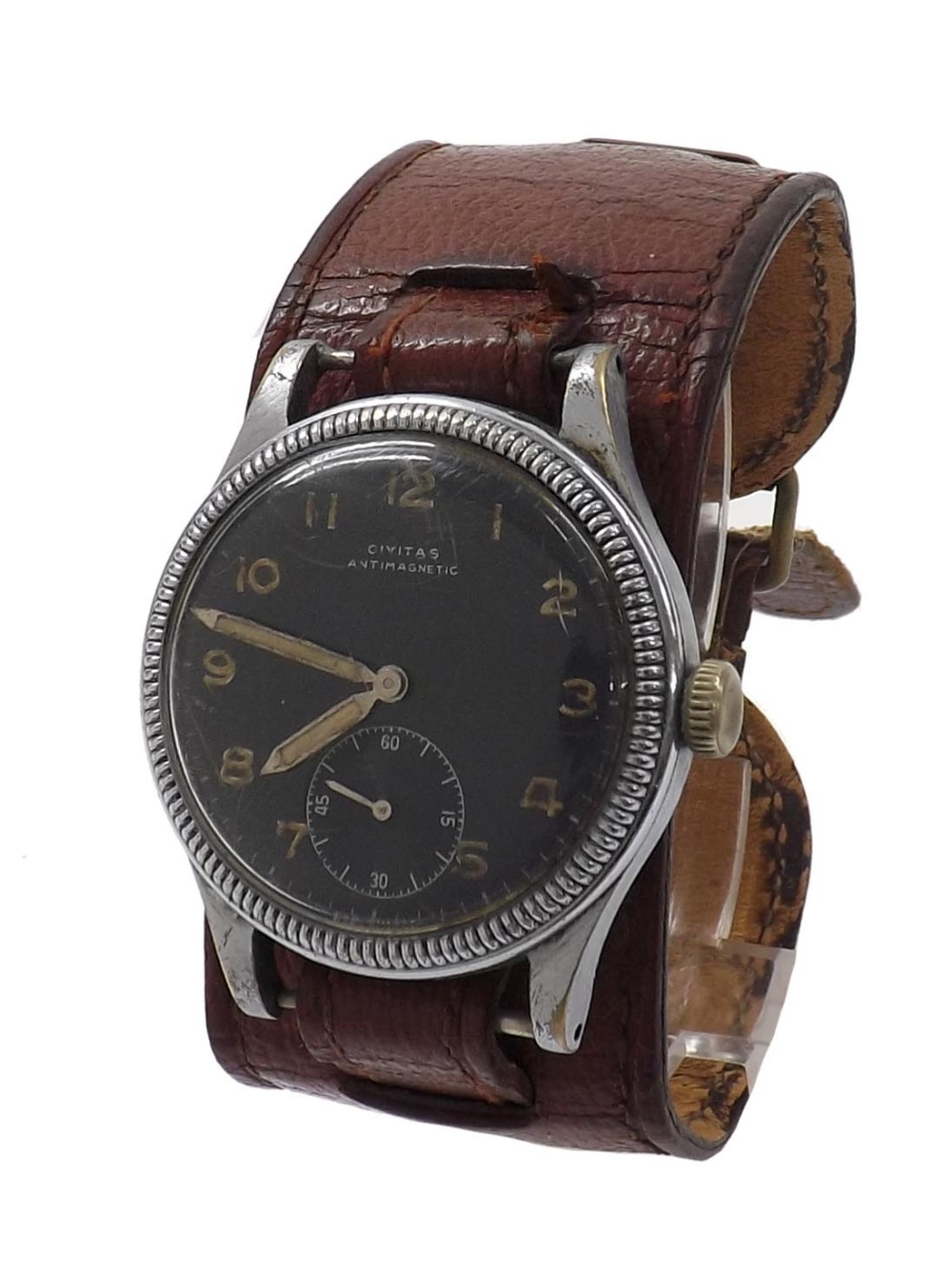 Civitas Military gentleman's wristwatch, case no. 2837275, circular black dial with Arabic numerals,