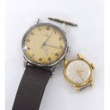 Omega 1940s stainless steel gentleman's wristwatch for repair, ref. 2391/4, silvered dial with