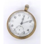 Omega WWII British Military Army issue nickel cased lever pocket watch, circa 1939, signed gilt
