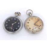 Elgin WWII British Military Army issue nickel cased lever pocket watch, circa 1943, signed 9 jewel