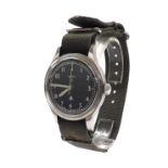 Smiths British Army Military issue stainless steel gentleman's wristwatch, circular black dial