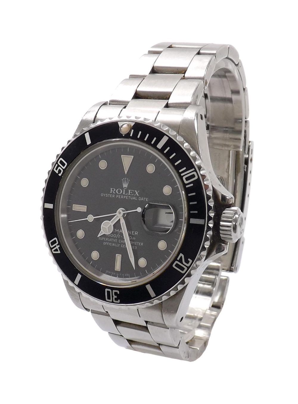 Rolex Oyster Perpetual Date Submariner stainless steel gentleman's bracelet watch ref. 168000, circa