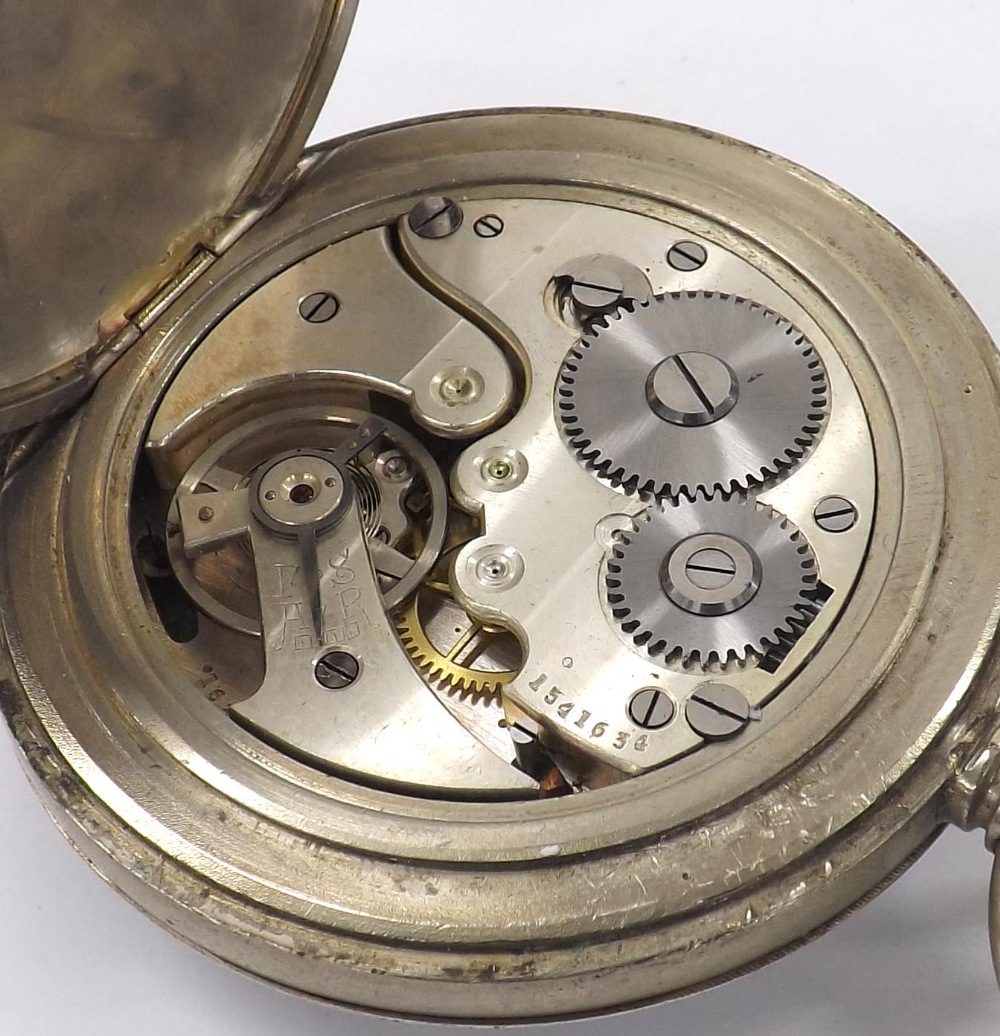 German WWII U- Boat officer's nickel cased stopwatch, the dial with Arabic seconds and subsidiary - Image 4 of 4